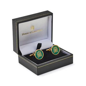 Portcullis Green Enamel Circular Cufflinks