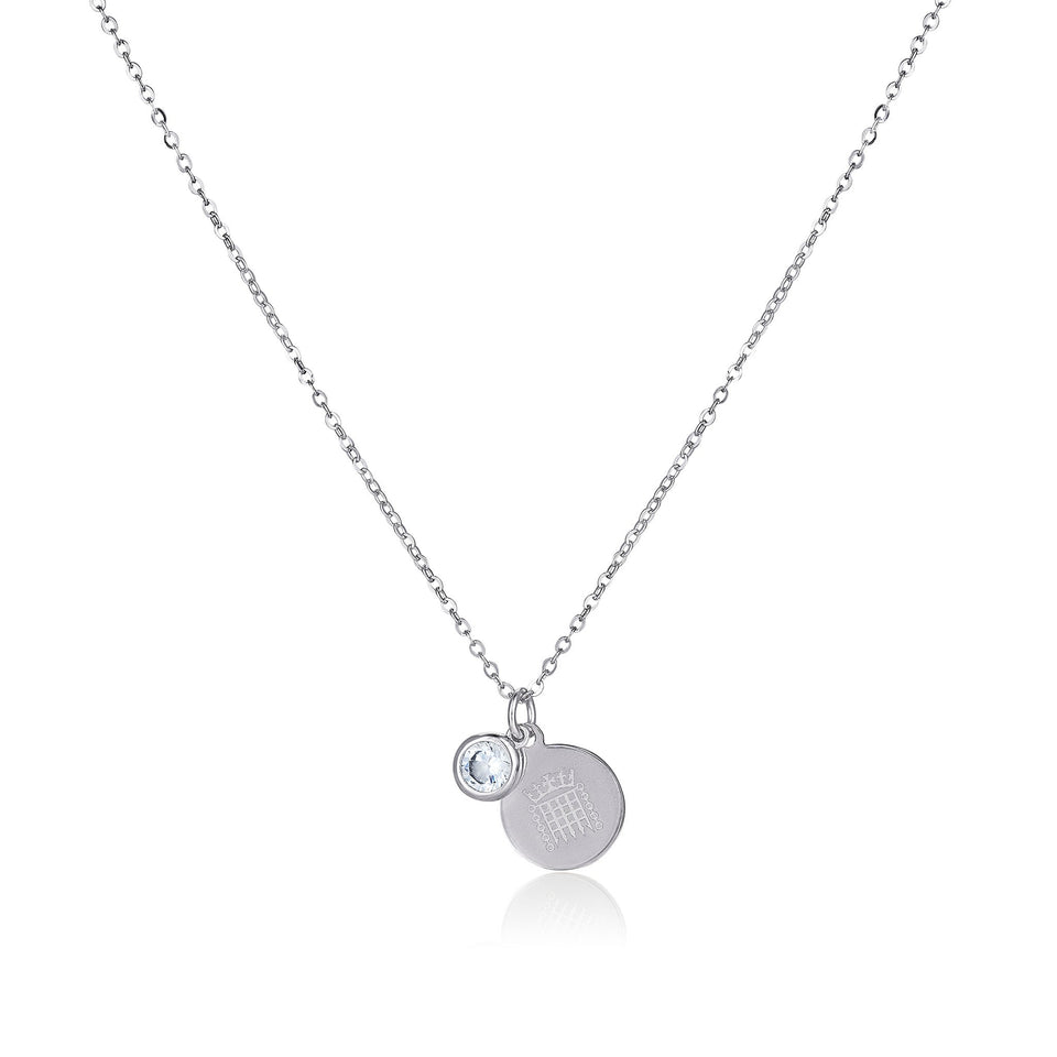 Silver and Cubic Zirconia Portcullis Necklace featured image