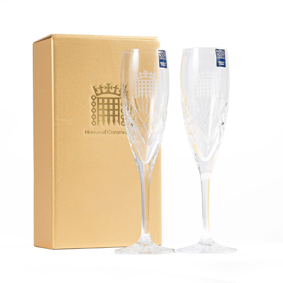 Cut Crystal Portcullis Champagne Flutes featured image