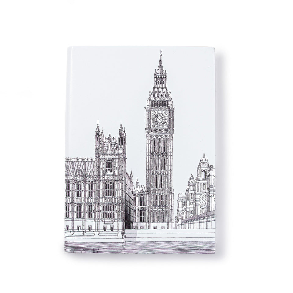 Big Ben Architectural Drawing A5 Leather Notebook featured image