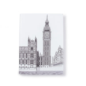 Big Ben Architectural Drawing A5 Leather Notebook