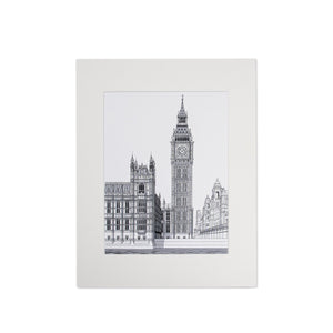 Big Ben Architectural Drawing A3 Mounted Print