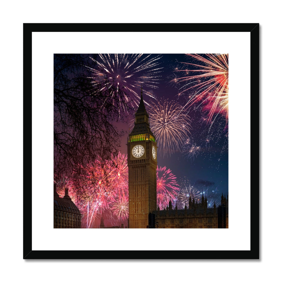 Fireworks over Big Ben Framed &amp; Mounted Print featured image